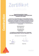 Sika Zertifikat Abdichtungen 2003 (PDF)